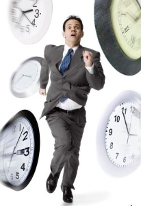 Anxious Man Man Running with clocks
